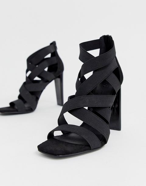 Asos Design - Hunt - Sandali Con Tacco Largo E Listini Elastici - Nero
