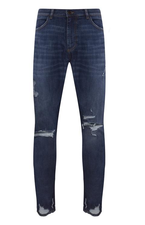 Jeans Blu Skinny Con Ginocchia Strappate