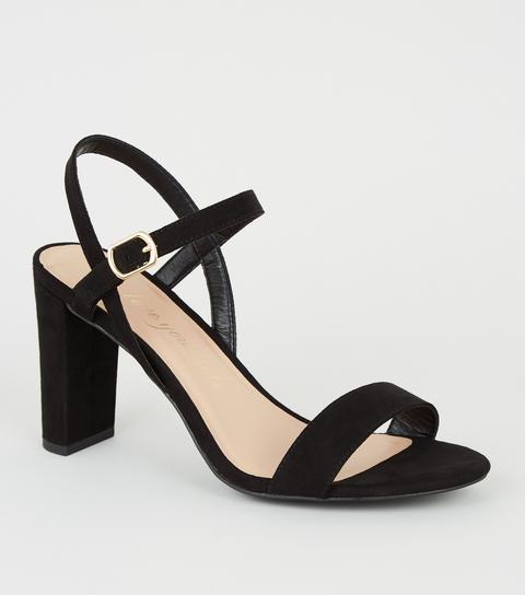 Extra Wide Fit Black Suedette Block Heel Sandals New Look Vegan