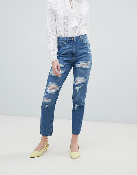 Parisian - Boyfriend Jeans Strappati - Blu