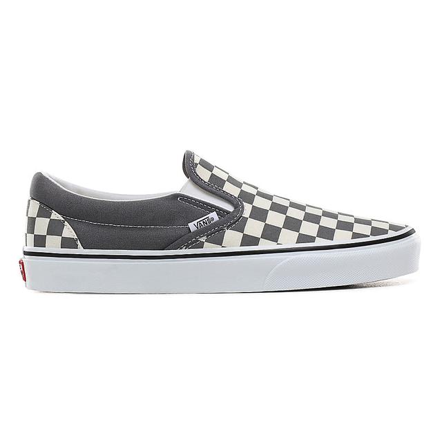 vans grey checkered slip on