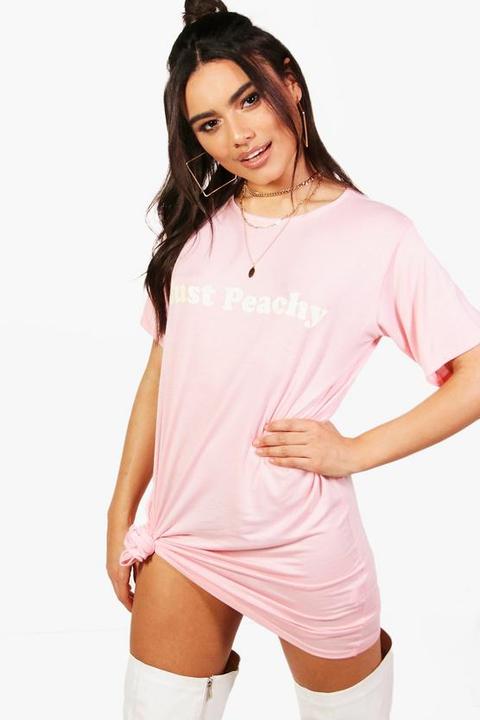 Rosie Peachy Slogan T Shirt Dress