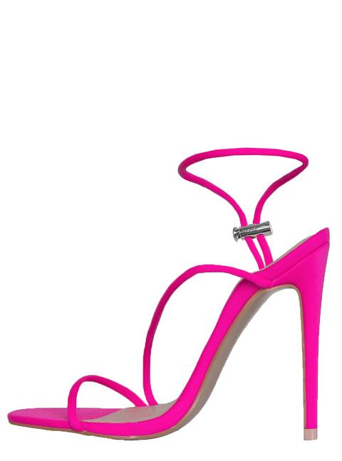 neon pink strappy heels