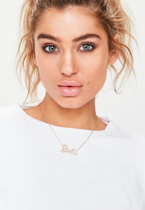 Barbie X Missguided Gold Barbie Long Chain Necklace, Gold