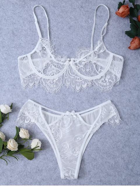 Underwire Sheer Lace Bra And Panty