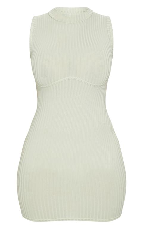 Shape Sage Green Rib Bust Detail Bodycon Dress