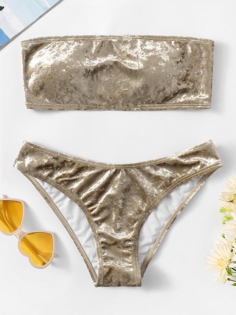 Set De Bikini Bandeau De Terciopelo