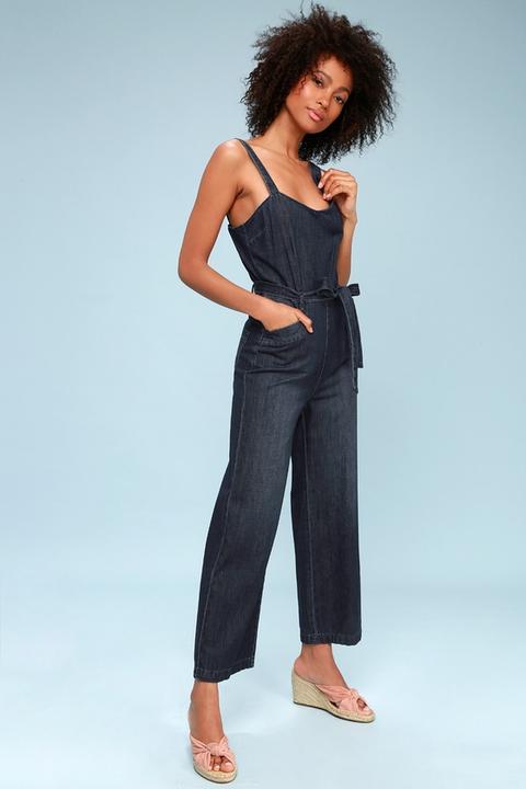 Emma Dark Wash Denim Jumpsuit