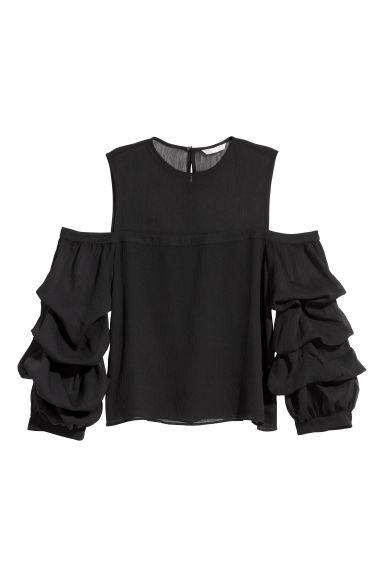 H & M - Top In Chiffon - Nero