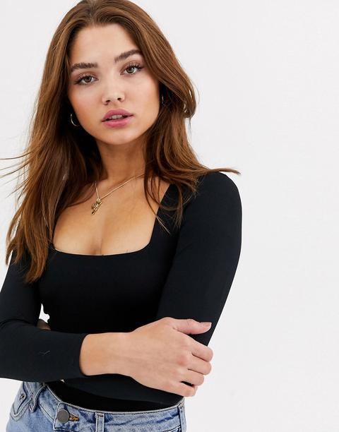 black square neck bodysuit