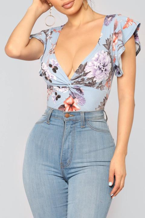 Please Baby Please Bodysuit - Blue/combo