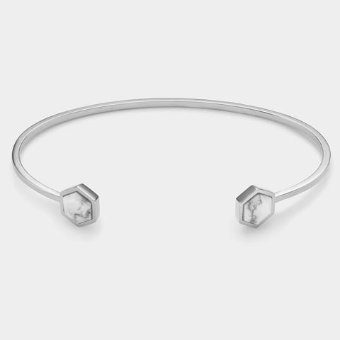 Idylle Bracelet Marble Hexagons Silver Colour