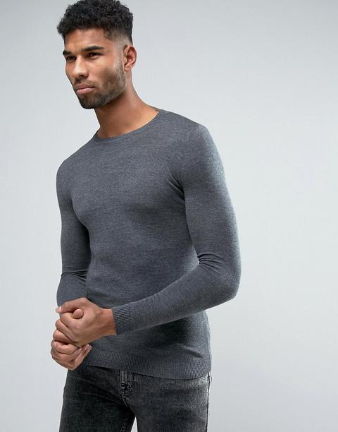 Asos - Maglione Girocollo Attillato - Grigio