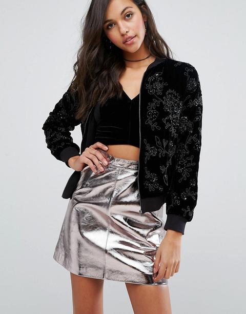 Cazadora Bomber De Terciopelo Con Adornos De Miss Selfridge