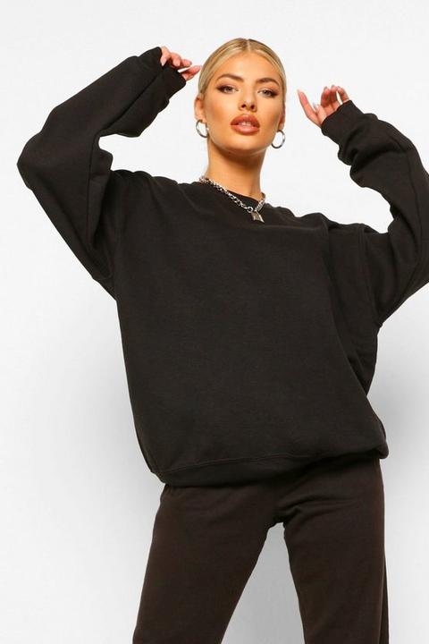 Womens Black Oversized Sweatshirter - L, Black