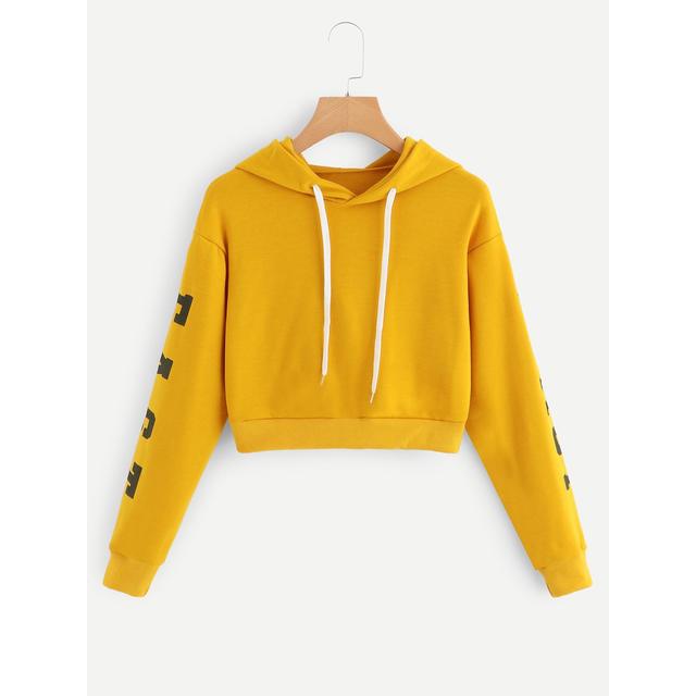 letter print crop hoodie