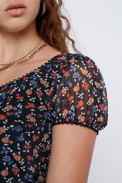 urban outfitters floral mesh top