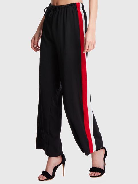 Pantaloni In Crepe Con Striscia Laterale