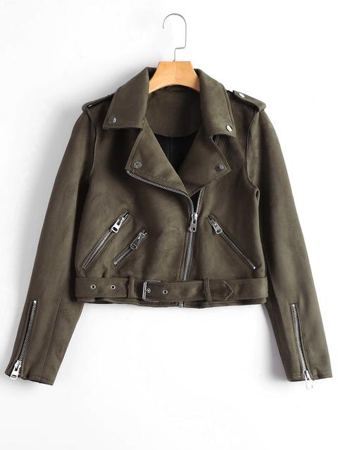 Giacca Asimmetrica In Ecopelle Con Zip E Cintura