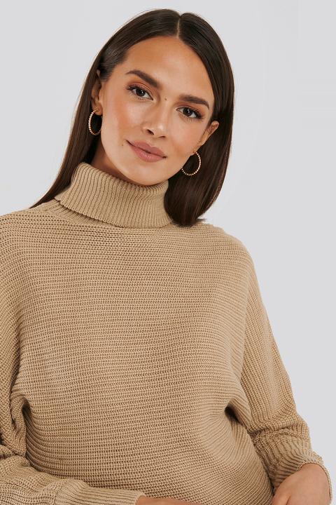 Na-kd Folded Knitted Sweater - Beige