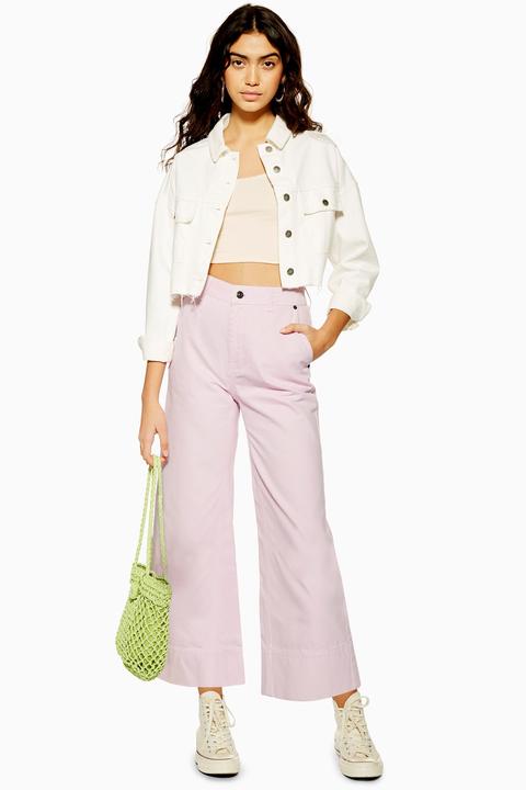 Womens Petite Pink Crop Jeans - Pink 