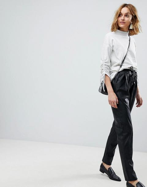 Vero Moda Faux Leather Peg Trousers 34 Length - Black