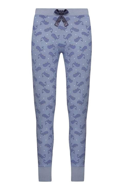 Leggings De Pijama Azules Con Ballenas