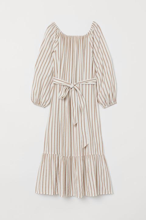 Robe Maxi Avec Ceinture - Blanc