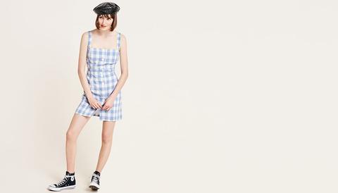 Blue Check Lily Pinny Dress