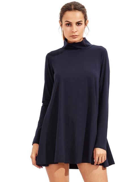 Navy Pullover Manica Lunga Dress Casual