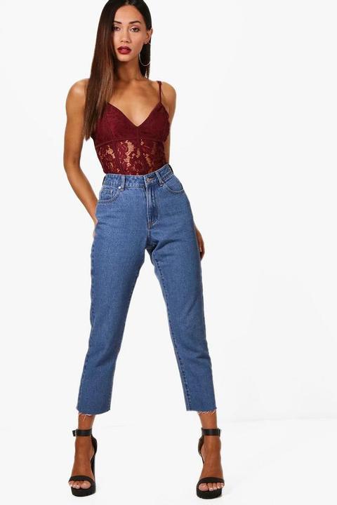 Petite Straight Leg Frayed Hem Jeans