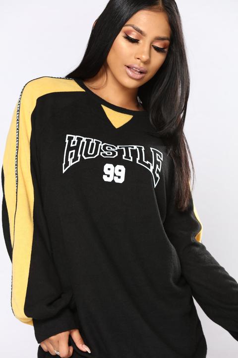 Hustle Oversized Top - Black Combo