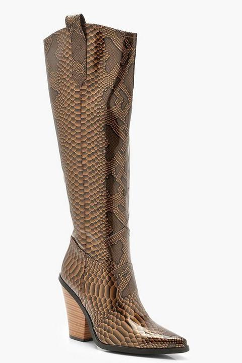 Over The Knee Snake Cowboy Boots