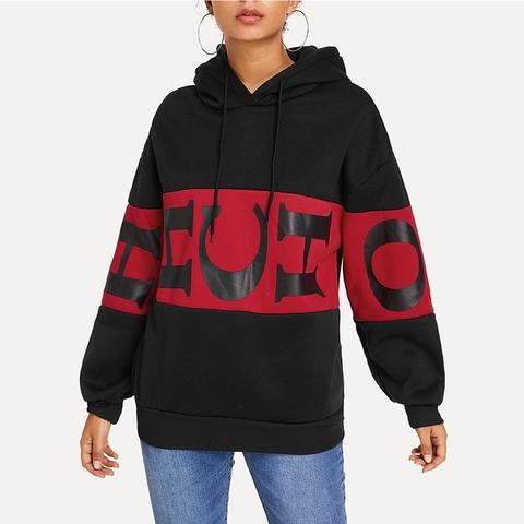 Felpa Con Cappuccio Con Coulisse Con Stampa Lettera