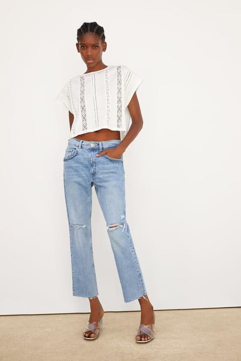 Jeans Mid Rise Slouchy Strappi