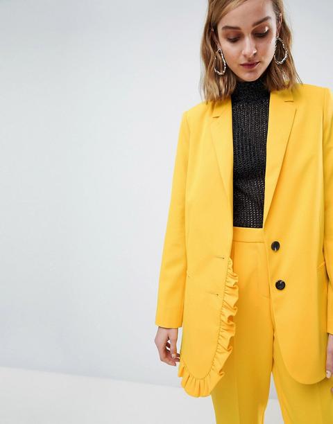 Asos - Pop - Blazer Con Volant - Giallo