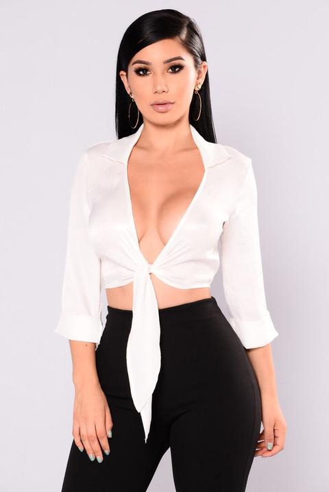 Utopia Satin Crop Top - Ivory