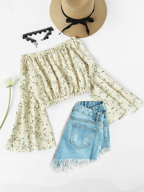 Top Corto Con Estampado Al Azar