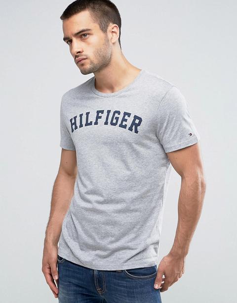 Tommy Hilfiger - T-shirt Da Casa Girocollo Con Logo Grigia - Grigio