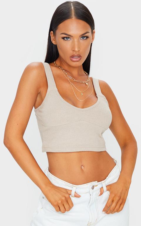 Sand Ribbed Crop Top