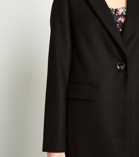 Black Revere Collar Coat New Look