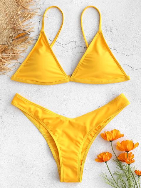 Bikini Perizoma Con Imbottitura Yellow Black Dark Orchid