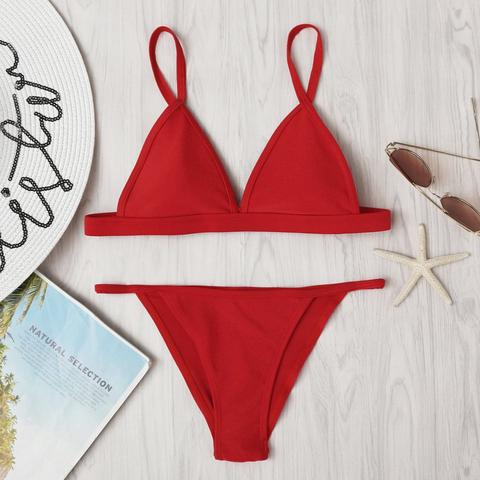 Conjunto De Bikini Triangular Con Tirante Ajustable