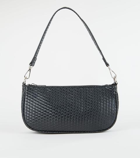 Black Leather-look Woven Bag New Look Vegan