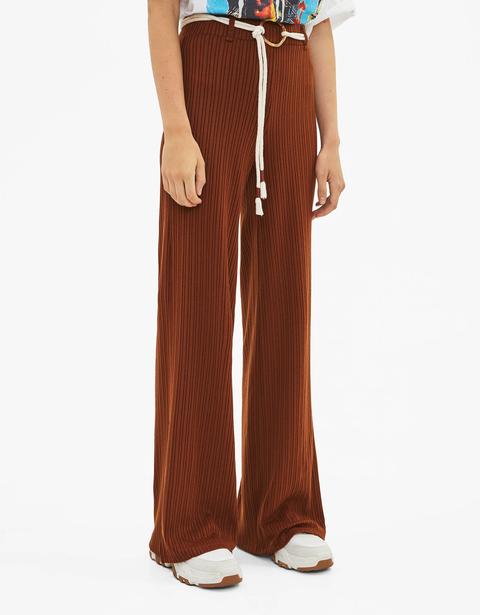 Flared Trousers With Belt