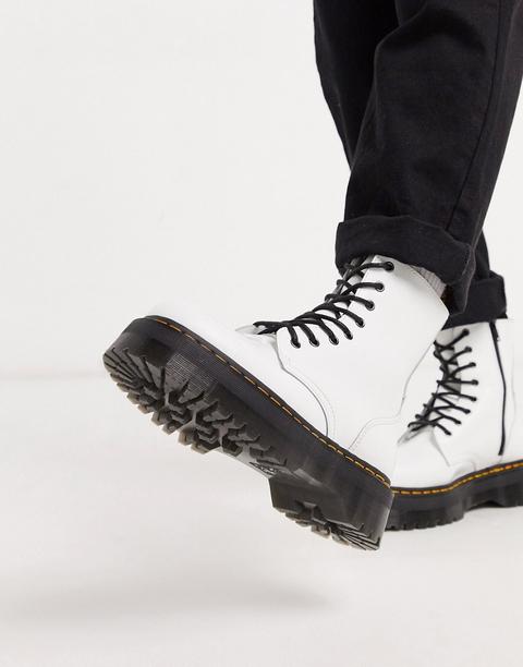 Botas De Plataforma En Cuero Blanco Jadon De Dr Martens
