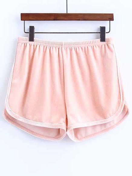 Shorts Cintura Elástica De Terciopelo - Rosa