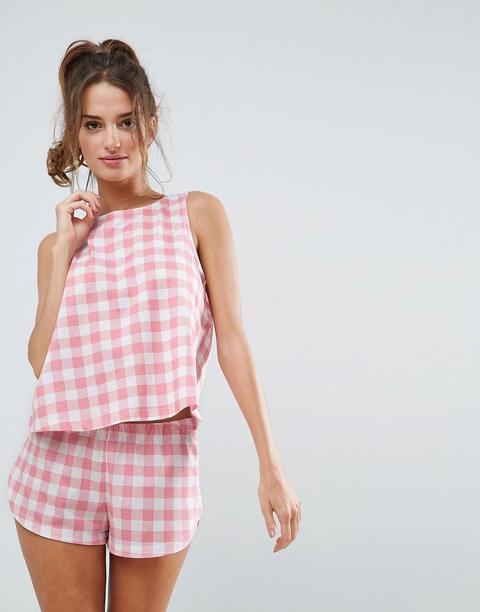 Asos - Pigiama A Quadretti Canotta E Pantaloncini - Multicolore