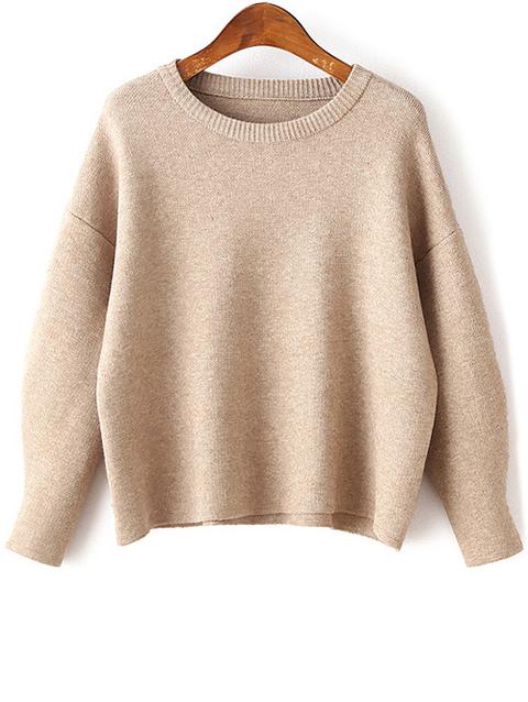 Dropped Shoulder Sleeve Solid Color Thicken Sweater