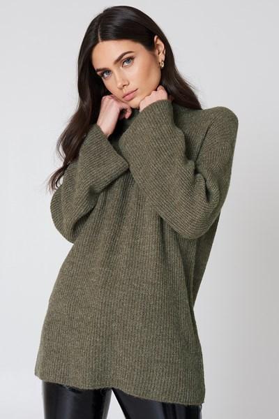 Na-kd Wide Sleeve Knitted Sweater - Beige